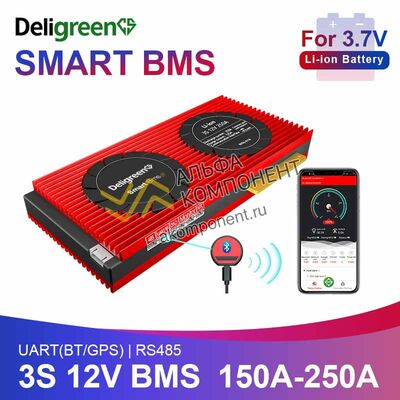 Фото Deligreen, Li-ion, Smart, BMS, 3S, 150A, 200A, 250A (Умная BMS)