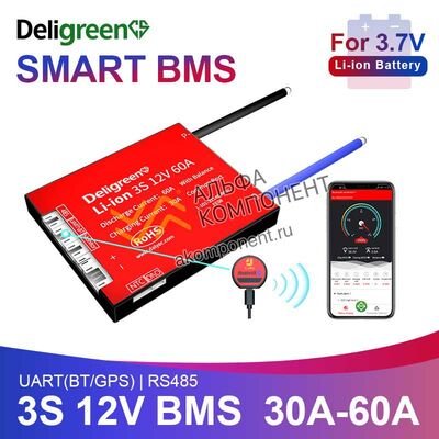 Фото Deligreen, Li-ion, Smart, BMS, 3S, 30A, 40A, 60A (Умная BMS)